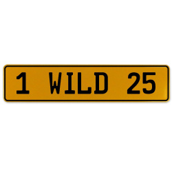 1 WILD 25  - Yellow Aluminum Street Sign Mancave Euro Plate Name Door Sign Wall