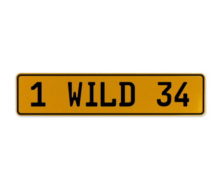 1 WILD 34  - Yellow Aluminum Street Sign Mancave Euro Plate Name Door Sign Wall