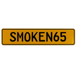 SMOKEN65  - Yellow Aluminum Street Sign Mancave Euro Plate Name Door Sign Wall