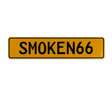 SMOKEN66  - Yellow Aluminum Street Sign Mancave Euro Plate Name Door Sign Wall