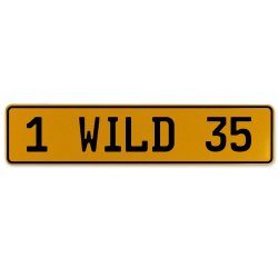 1 WILD 35  - Yellow Aluminum Street Sign Mancave Euro Plate Name Door Sign Wall
