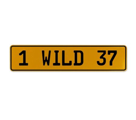 1 WILD 37  - Yellow Aluminum Street Sign Mancave Euro Plate Name Door Sign Wall