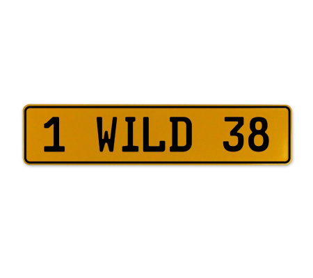 1 WILD 38  - Yellow Aluminum Street Sign Mancave Euro Plate Name Door Sign Wall