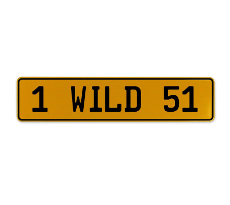 1 WILD 51  - Yellow Aluminum Street Sign Mancave Euro Plate Name Door Sign Wall