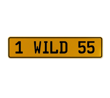 1 WILD 55  - Yellow Aluminum Street Sign Mancave Euro Plate Name Door Sign Wall