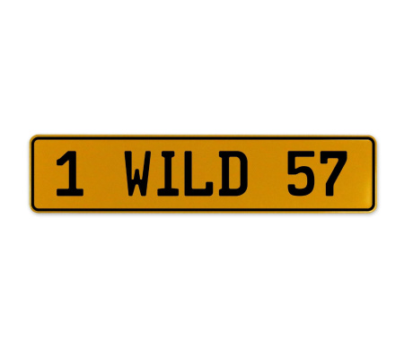 1 WILD 57  - Yellow Aluminum Street Sign Mancave Euro Plate Name Door Sign Wall