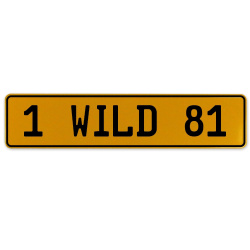 1 WILD 81  - Yellow Aluminum Street Sign Mancave Euro Plate Name Door Sign Wall