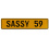 SASSY 59  - Yellow Aluminum Street Sign Mancave Euro Plate Name Door Sign Wall