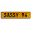 SASSY 94  - Yellow Aluminum Street Sign Mancave Euro Plate Name Door Sign Wall