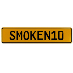 SMOKEN10  - Yellow Aluminum Street Sign Mancave Euro Plate Name Door Sign Wall