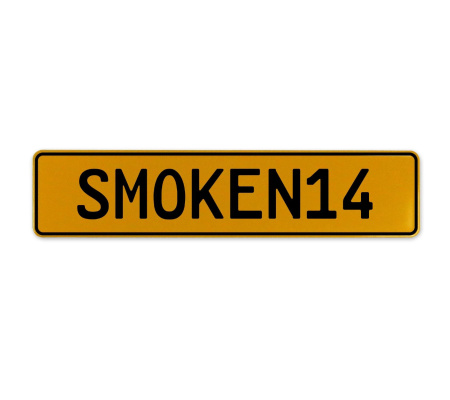 SMOKEN14  - Yellow Aluminum Street Sign Mancave Euro Plate Name Door Sign Wall