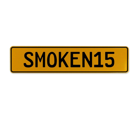 SMOKEN15  - Yellow Aluminum Street Sign Mancave Euro Plate Name Door Sign Wall