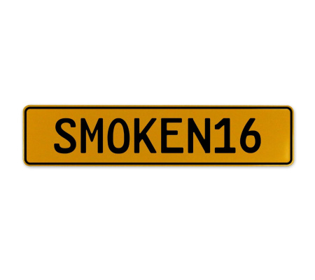 SMOKEN16  - Yellow Aluminum Street Sign Mancave Euro Plate Name Door Sign Wall