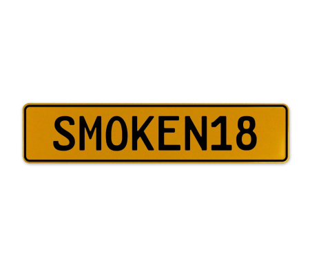 SMOKEN18  - Yellow Aluminum Street Sign Mancave Euro Plate Name Door Sign Wall
