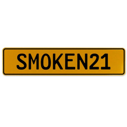 SMOKEN21  - Yellow Aluminum Street Sign Mancave Euro Plate Name Door Sign Wall