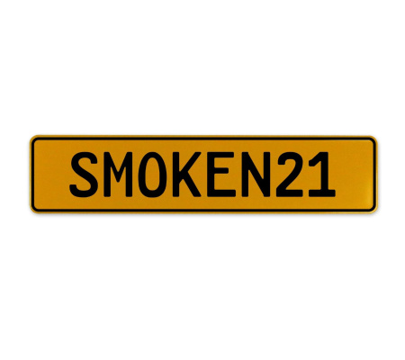 SMOKEN21  - Yellow Aluminum Street Sign Mancave Euro Plate Name Door Sign Wall