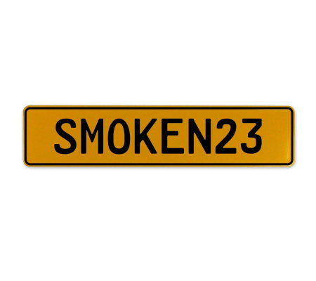 SMOKEN23  - Yellow Aluminum Street Sign Mancave Euro Plate Name Door Sign Wall