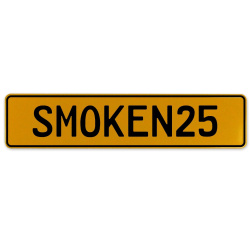 SMOKEN25  - Yellow Aluminum Street Sign Mancave Euro Plate Name Door Sign Wall
