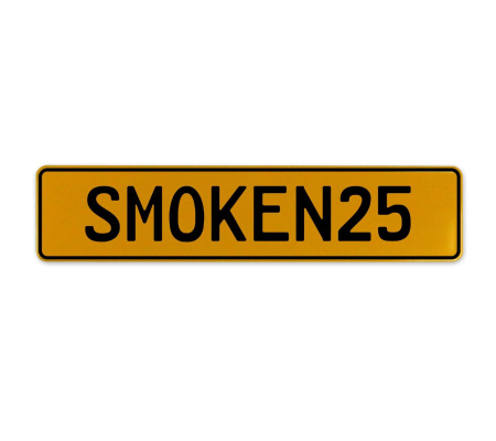 SMOKEN25  - Yellow Aluminum Street Sign Mancave Euro Plate Name Door Sign Wall