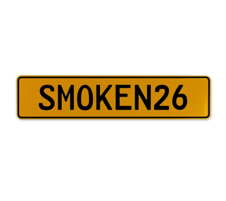 SMOKEN26  - Yellow Aluminum Street Sign Mancave Euro Plate Name Door Sign Wall