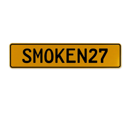 SMOKEN27  - Yellow Aluminum Street Sign Mancave Euro Plate Name Door Sign Wall