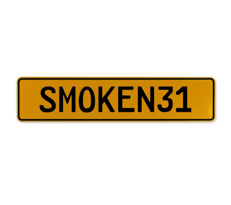 SMOKEN31  - Yellow Aluminum Street Sign Mancave Euro Plate Name Door Sign Wall