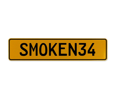 SMOKEN34  - Yellow Aluminum Street Sign Mancave Euro Plate Name Door Sign Wall
