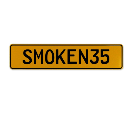 SMOKEN35  - Yellow Aluminum Street Sign Mancave Euro Plate Name Door Sign Wall