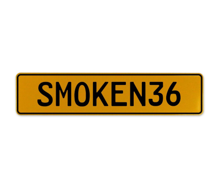 SMOKEN36  - Yellow Aluminum Street Sign Mancave Euro Plate Name Door Sign Wall