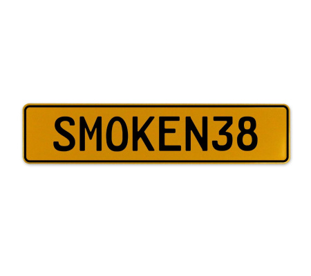 SMOKEN38  - Yellow Aluminum Street Sign Mancave Euro Plate Name Door Sign Wall