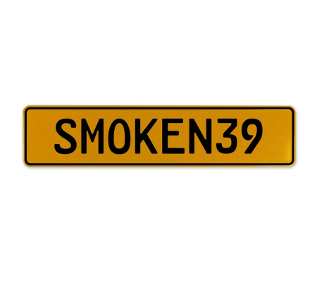 SMOKEN39  - Yellow Aluminum Street Sign Mancave Euro Plate Name Door Sign Wall