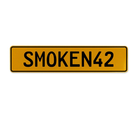 SMOKEN42  - Yellow Aluminum Street Sign Mancave Euro Plate Name Door Sign Wall