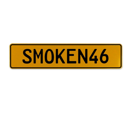 SMOKEN46  - Yellow Aluminum Street Sign Mancave Euro Plate Name Door Sign Wall
