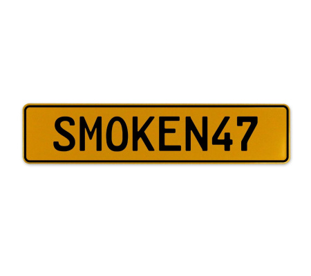 SMOKEN47  - Yellow Aluminum Street Sign Mancave Euro Plate Name Door Sign Wall