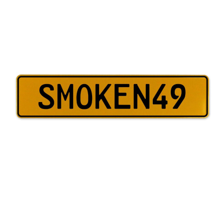 SMOKEN49  - Yellow Aluminum Street Sign Mancave Euro Plate Name Door Sign Wall