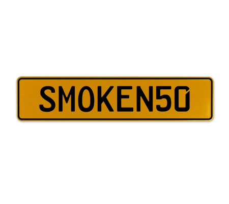 SMOKEN50  - Yellow Aluminum Street Sign Mancave Euro Plate Name Door Sign Wall