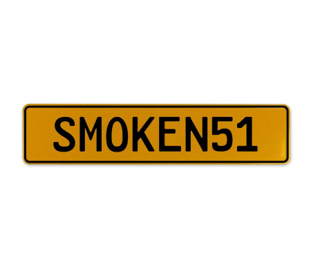 SMOKEN51  - Yellow Aluminum Street Sign Mancave Euro Plate Name Door Sign Wall