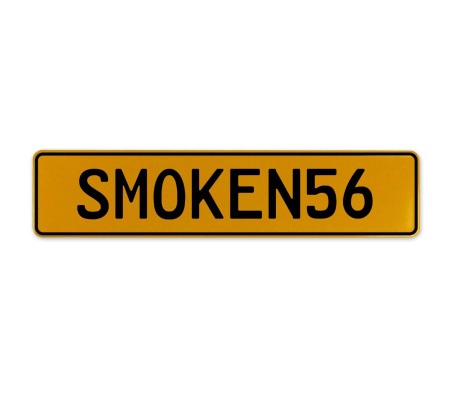 SMOKEN56  - Yellow Aluminum Street Sign Mancave Euro Plate Name Door Sign Wall