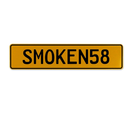 SMOKEN58  - Yellow Aluminum Street Sign Mancave Euro Plate Name Door Sign Wall