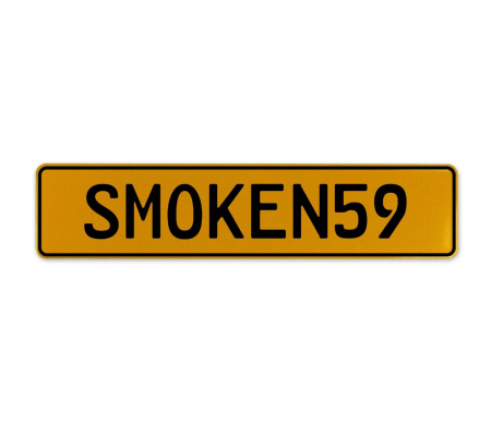 SMOKEN59  - Yellow Aluminum Street Sign Mancave Euro Plate Name Door Sign Wall