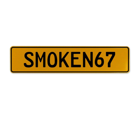 SMOKEN67  - Yellow Aluminum Street Sign Mancave Euro Plate Name Door Sign Wall