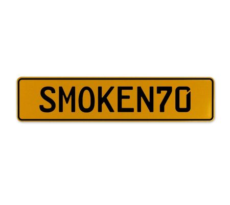 SMOKEN70  - Yellow Aluminum Street Sign Mancave Euro Plate Name Door Sign Wall