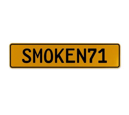 SMOKEN71  - Yellow Aluminum Street Sign Mancave Euro Plate Name Door Sign Wall