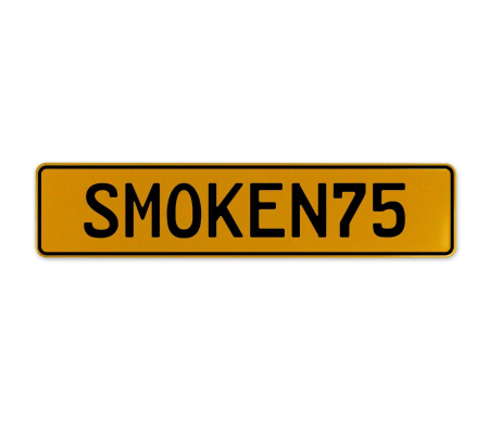 SMOKEN75  - Yellow Aluminum Street Sign Mancave Euro Plate Name Door Sign Wall