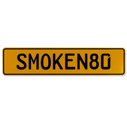 SMOKEN80  - Yellow Aluminum Street Sign Mancave Euro Plate Name Door Sign Wall