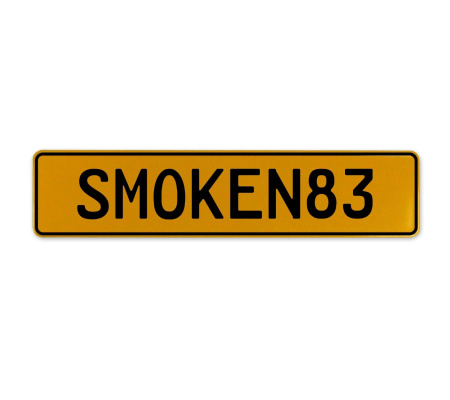SMOKEN83  - Yellow Aluminum Street Sign Mancave Euro Plate Name Door Sign Wall
