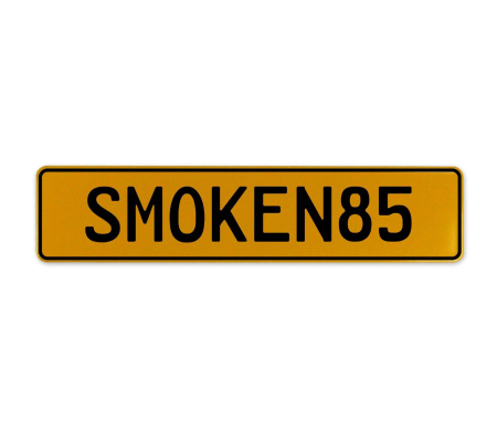 SMOKEN85  - Yellow Aluminum Street Sign Mancave Euro Plate Name Door Sign Wall