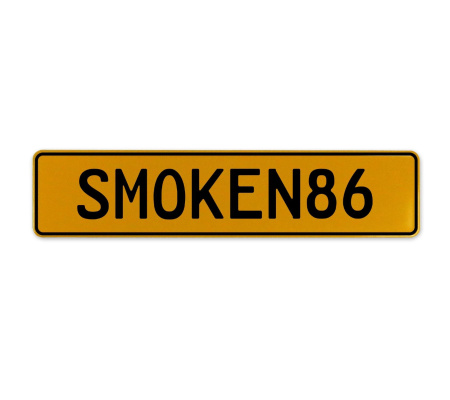 SMOKEN86  - Yellow Aluminum Street Sign Mancave Euro Plate Name Door Sign Wall
