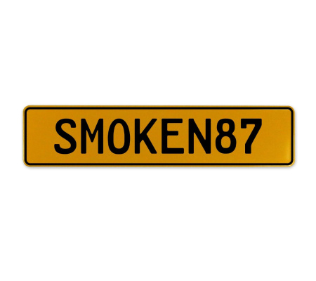 SMOKEN87  - Yellow Aluminum Street Sign Mancave Euro Plate Name Door Sign Wall