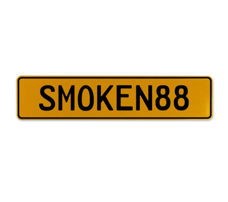 SMOKEN88  - Yellow Aluminum Street Sign Mancave Euro Plate Name Door Sign Wall